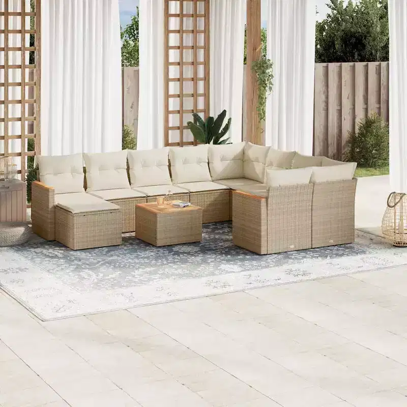 vidaXL Garden Sofa Set with Cushions Poly Rattan