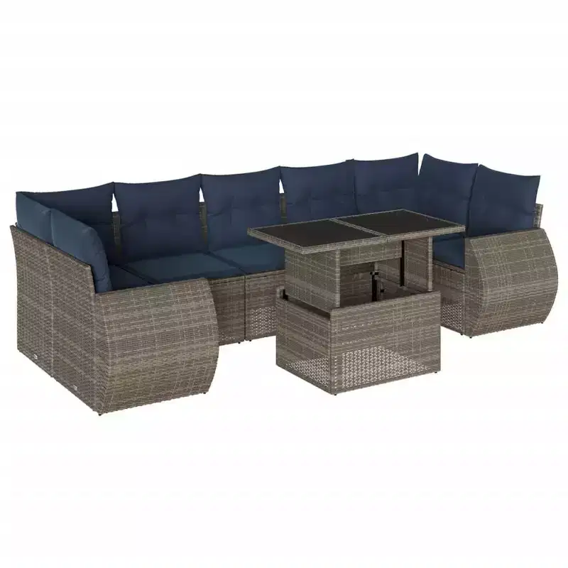 vidaXL Garden Sofa Set with Cushions Poly Rattan Acacia