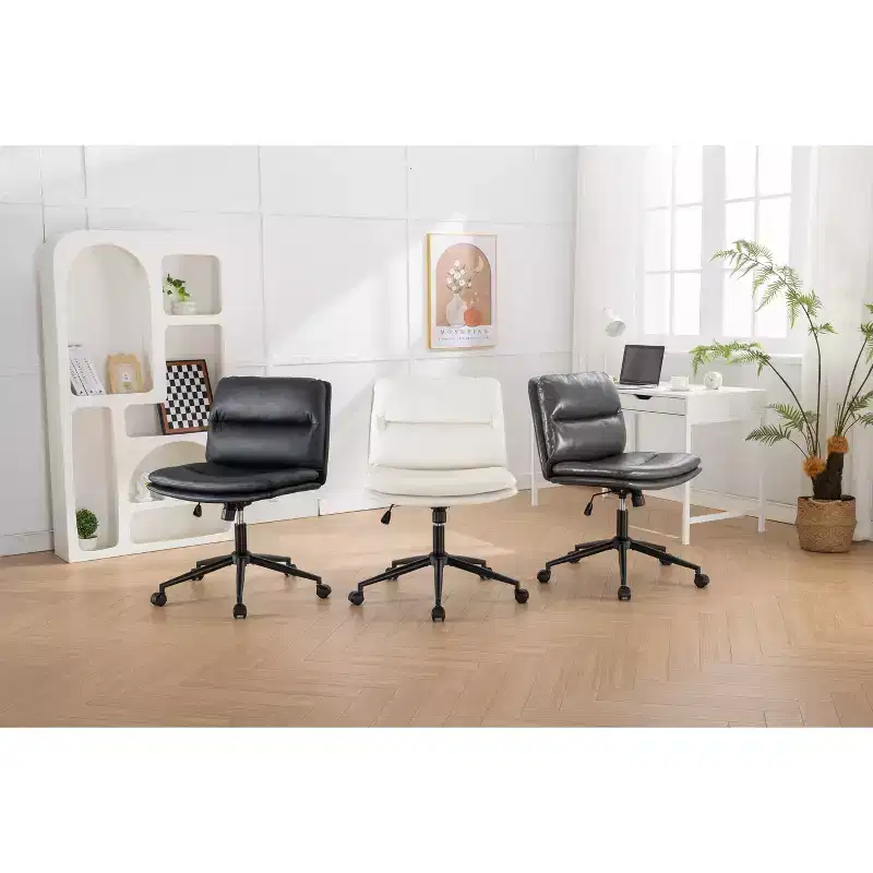 Bizerte Adjustable Swivel Criss Cross Chair, Wide Seat Office Chair Vanity Chair