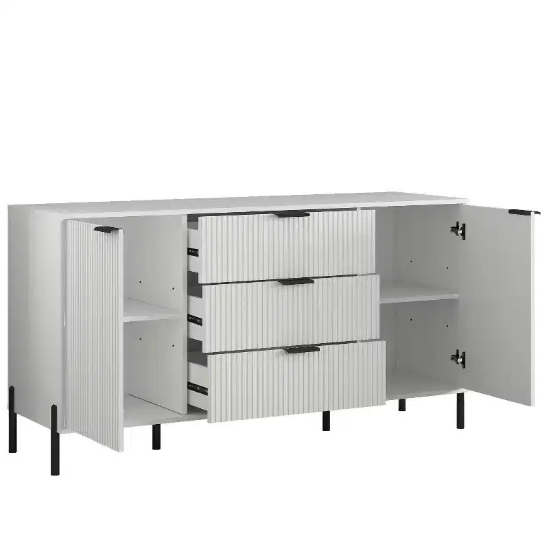 Festivo 4pc Modern Elegance Bedremm Chest and Dresser and 2 Drawer Nightstands Set Off-White