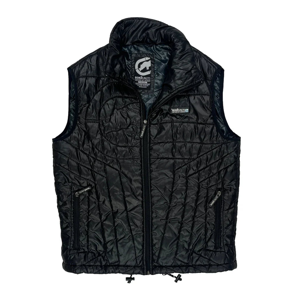 Men's Black Quilted Gilet Medium Regular Fit Sleeveless Vest