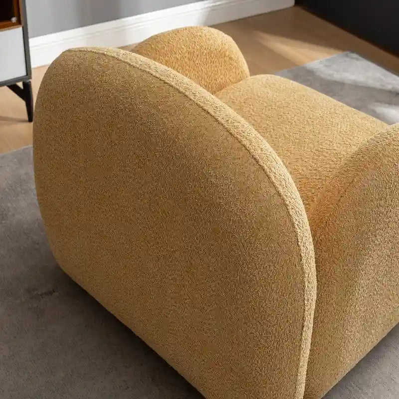 Modern Glam Boucle Upholstered Swivel Accent Armchair with 360 Degree Swivel Base