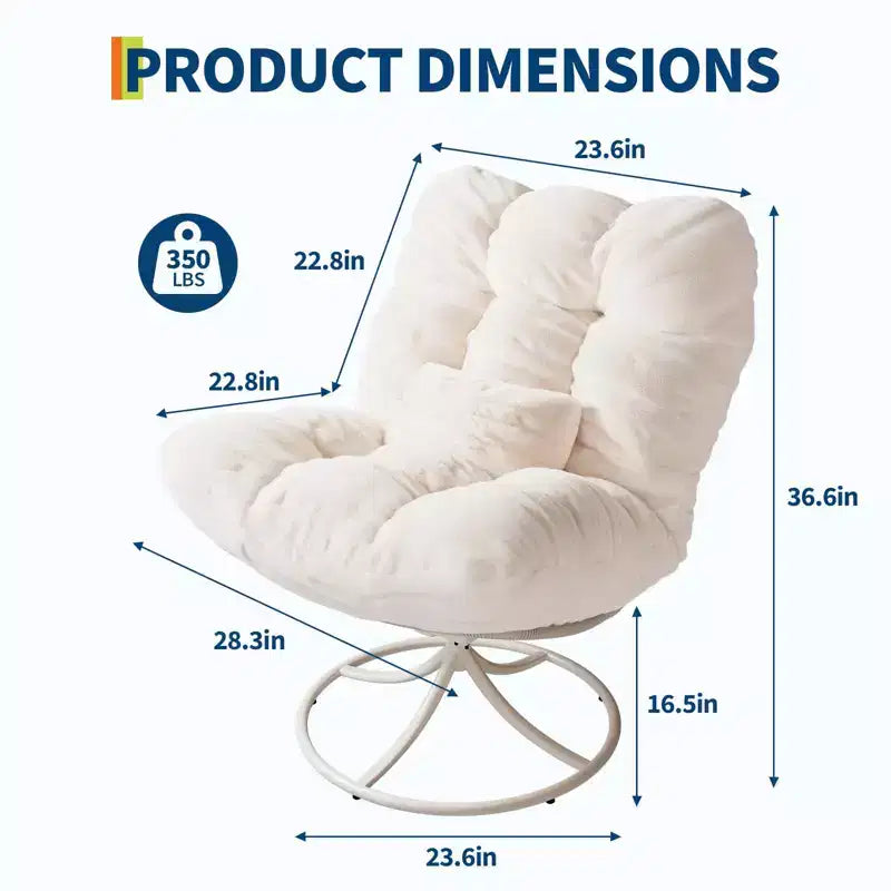 Oversized 360 Swivel Rocking Papasan Chair with Plush Cushion