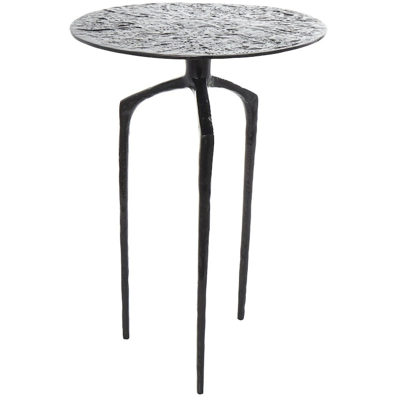 Aluminum Metal Geometric Slim Textured Side End Accent Table