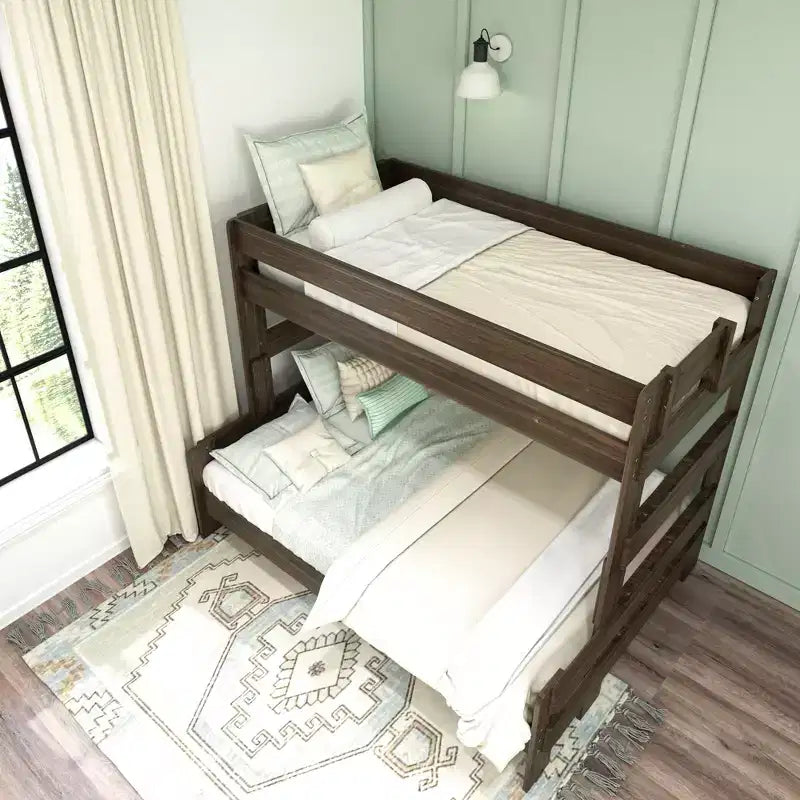 Twin over Full Bunk Bed, Modern Farmhouse Solid Wood for Kids