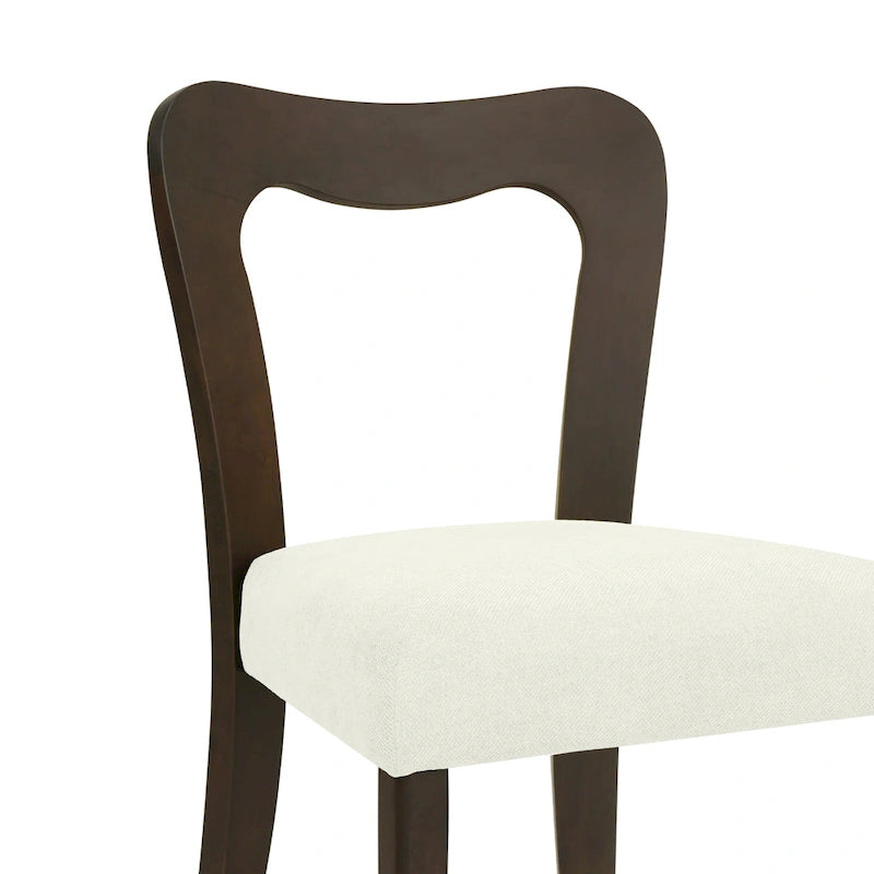 Modern Upholstered Dining Chair Set of 2 with Open-Back Design