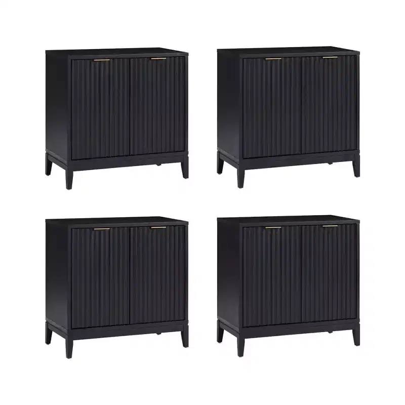 Nathan James Set of 4 Jasper Wood Fluted Console Table with Doors