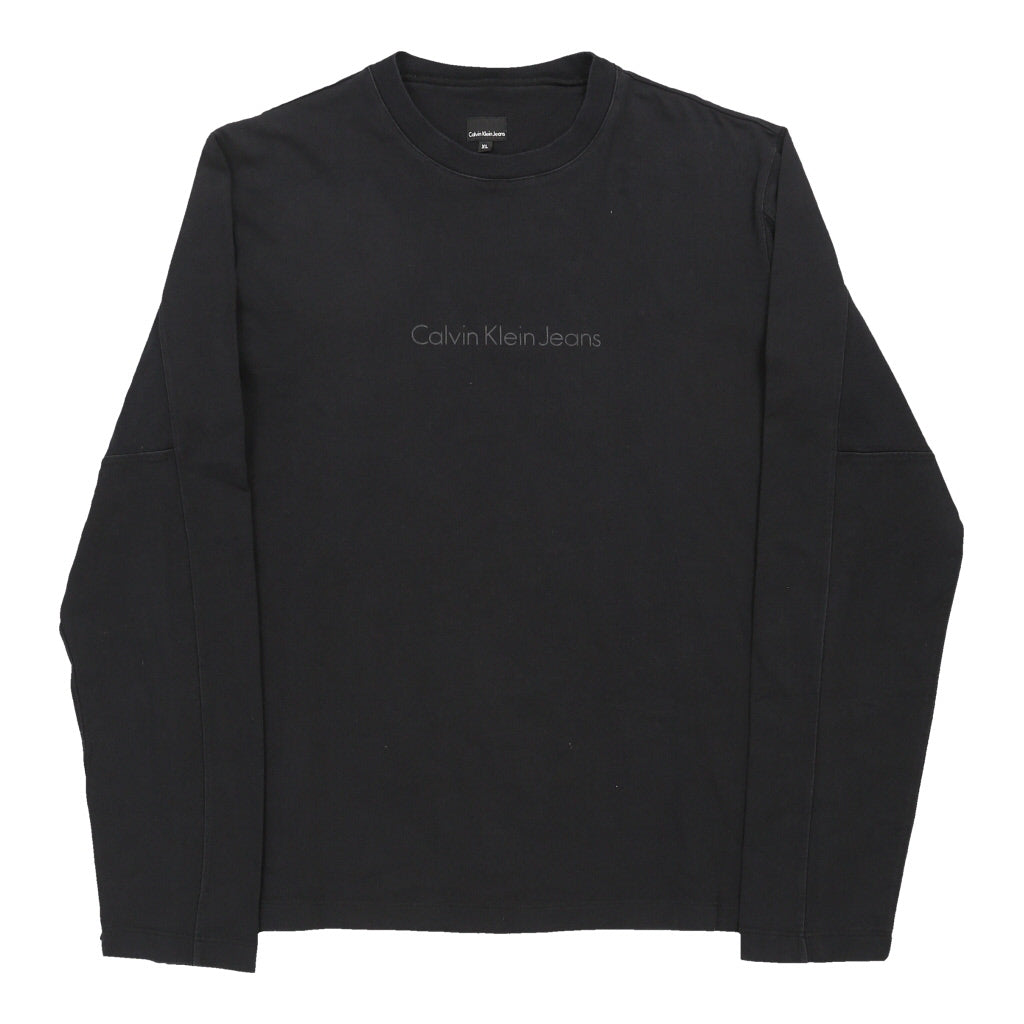 Spellout Long Sleeve T-Shirt XL Navy Cotton