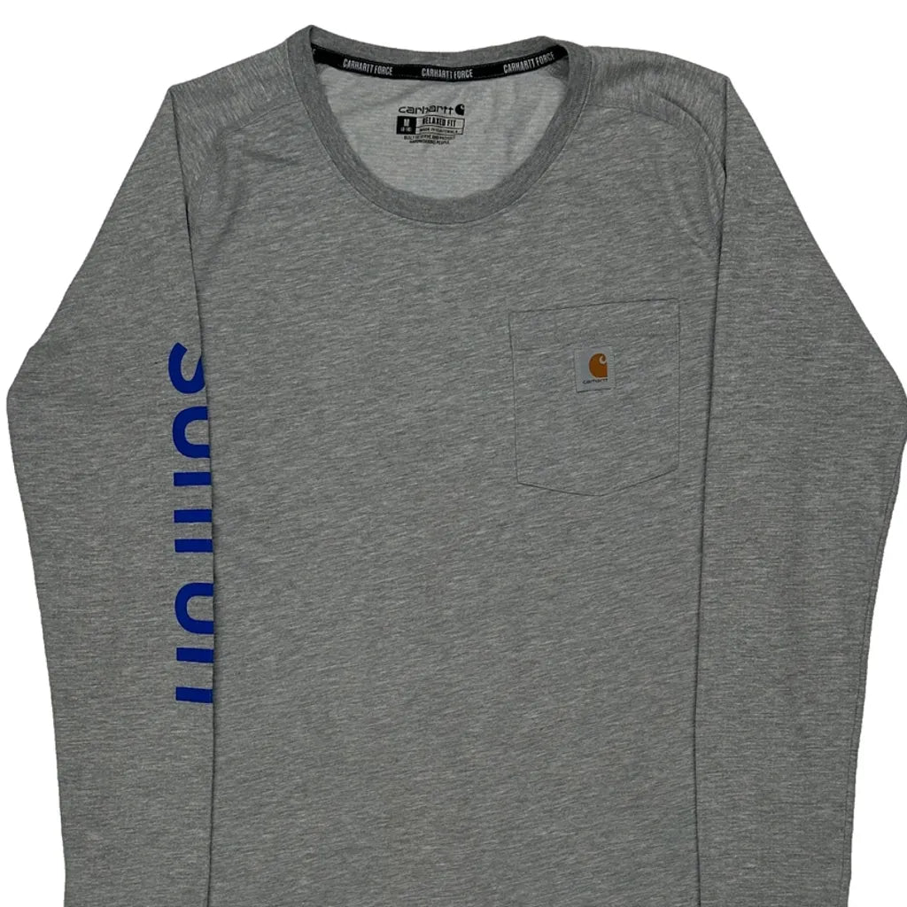Women's Grey Long Sleeve Crew Neck Cotton T-Shirt Regular Fit