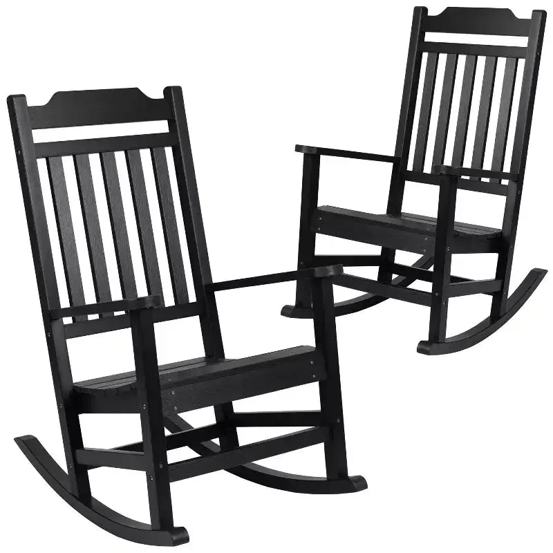 Merrick Lane Set of 2 Poly Resin Indoor/Outdoor Rocking Chairs