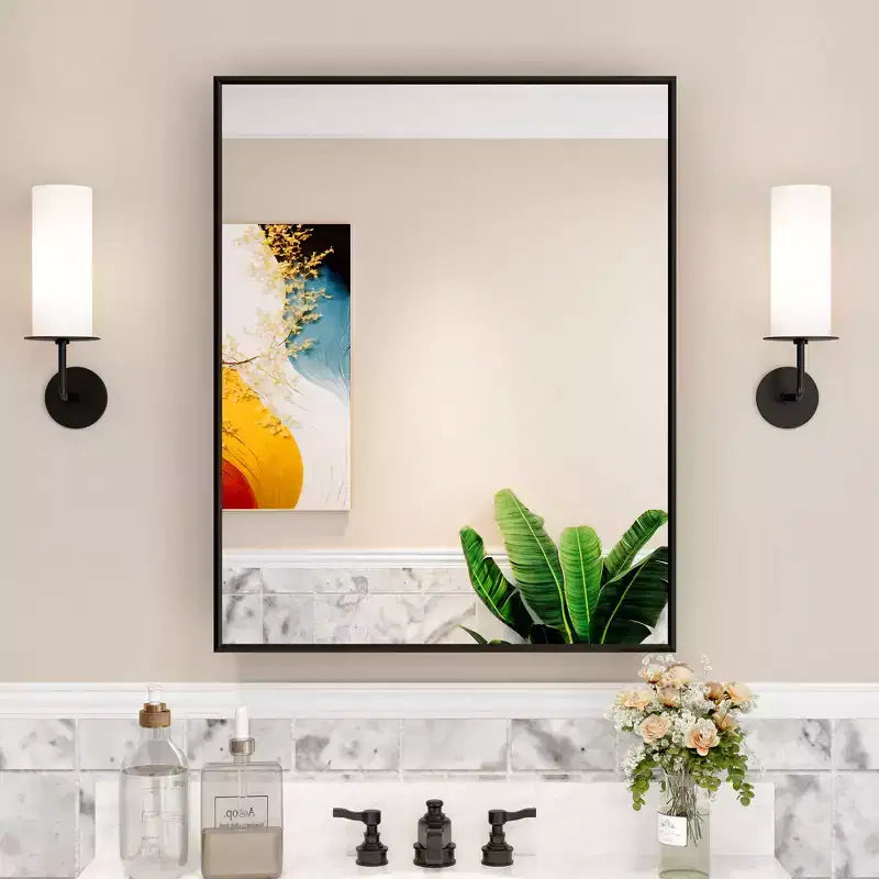 Recessed or Surface-Mount Bathroom Medicine Cabinet with Mirror and Adjustable Tempered Glass Shelves