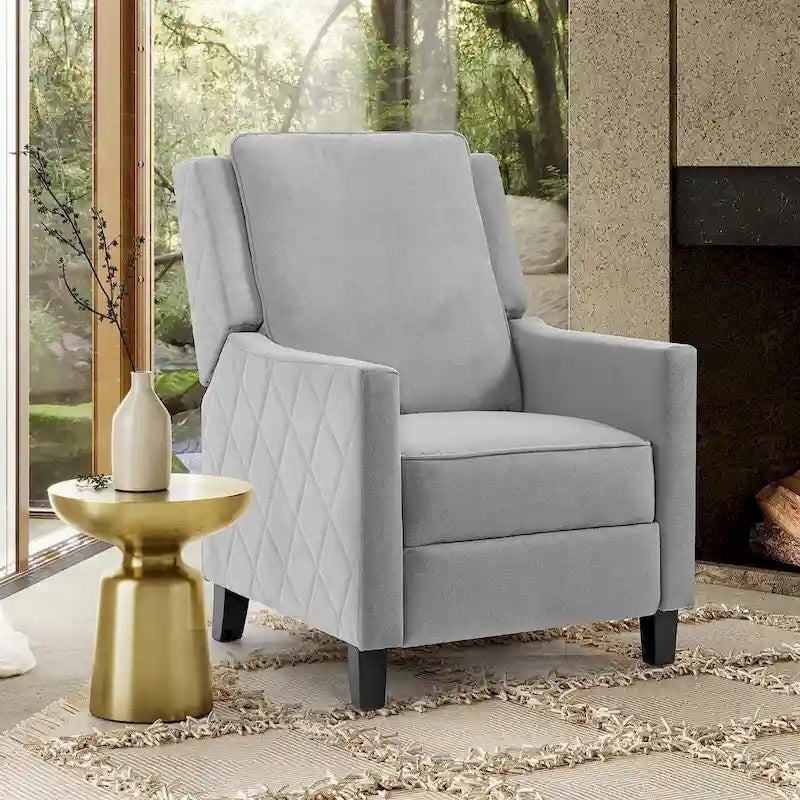 Push Back Recliner Chair with Linen Wing Back