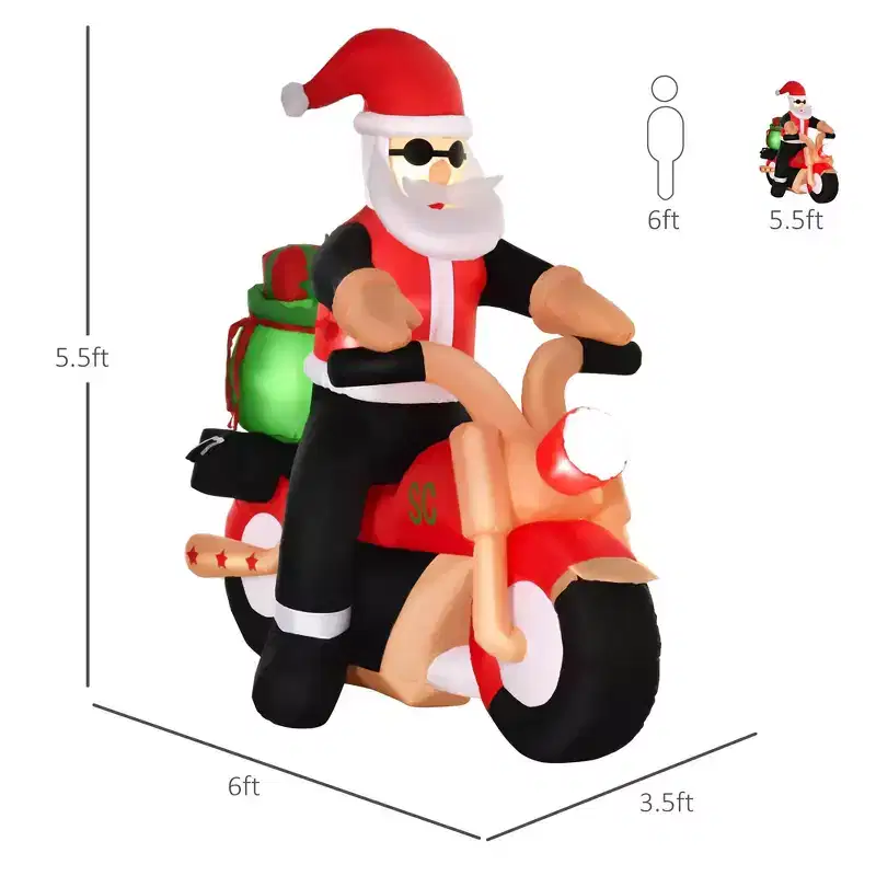 NAYSAYE 5FT Outdoor Christmas Inflatable Santa Claus Riding Motorcycle Decoration for Front Yard and Backyard , Multicolor, 70.8*40.3*69