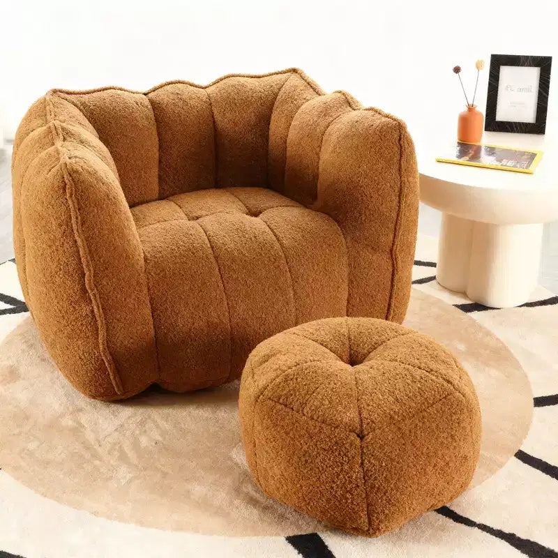 Soft Bean Bag Chair with High-Resilience Foam, Square Lazy Sofa with Footstool, Removable Cover for Adults, Ideal for Gaming, Reading & TV