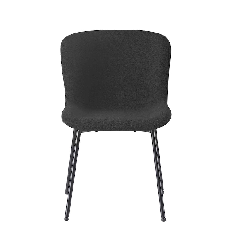 Fabric Upholstered Armless Dining Chairs with Powder-Coated Steel Legs, Set of 2