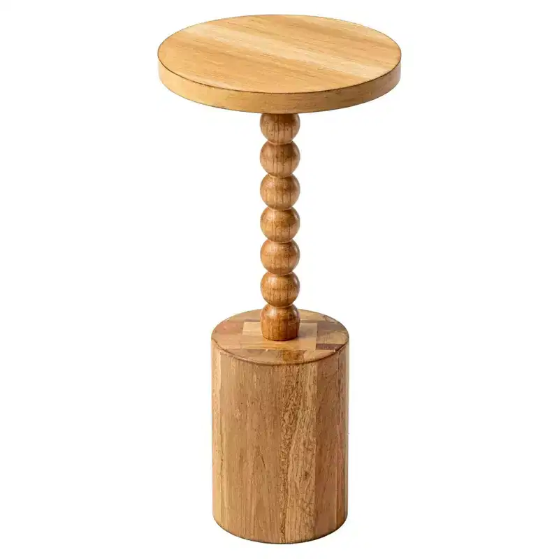 COZAYH Farmhouse Round Pedestal Martini Table for Living Rooms, Bedrooms & Small Spaces, for Holding Drinks, Plants, Lamps or Decorative Pieces, Brown