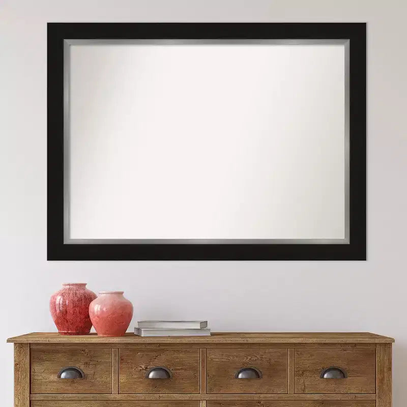 Large Rectangular Wall Mirror with Black Silver Frame