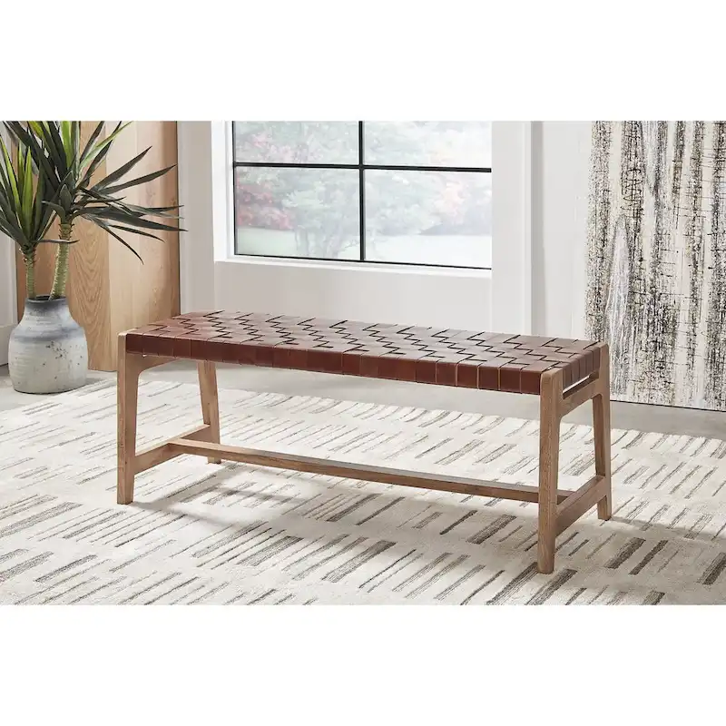 Signature Design by Ashley Lemmund Natural/Brown Accent Bench - 48 W x 15.75 D x 18.13 H