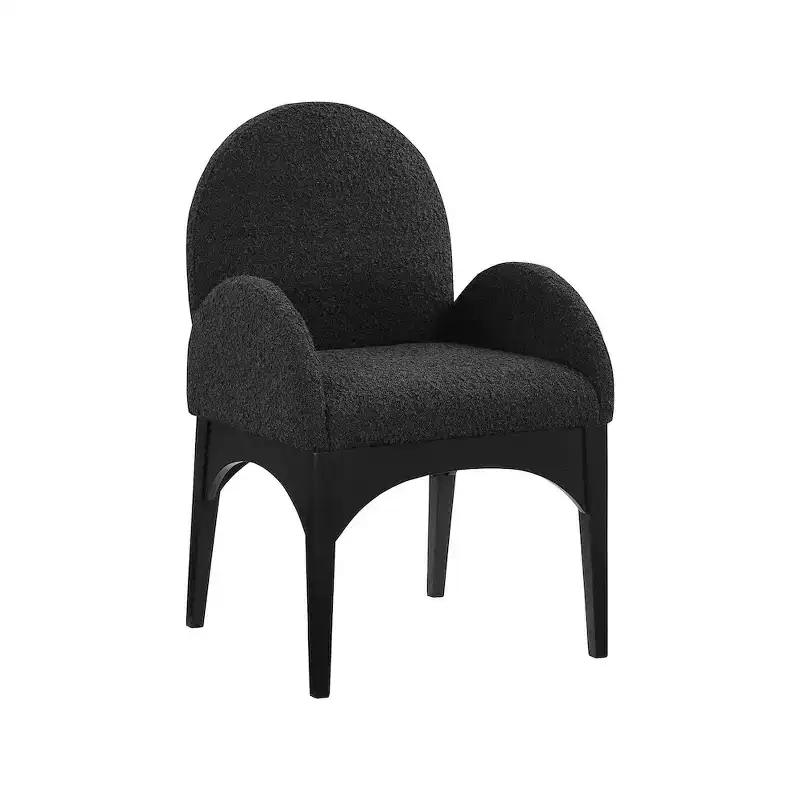 Plywood Linen Upholstered Dining Arm Chair 23