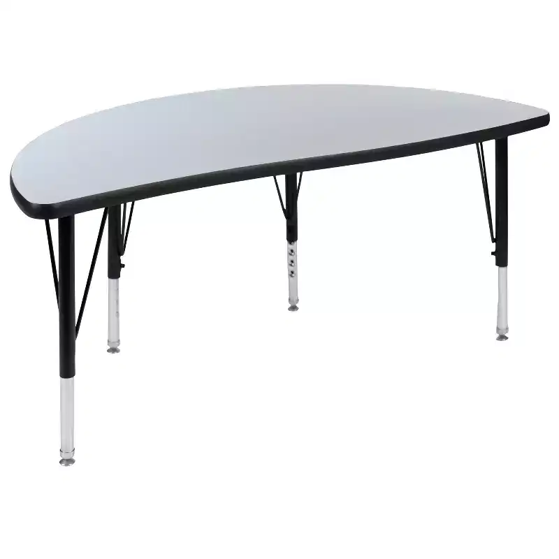 47.5 Half Circle Wave Flexible Collaborative Thermal Laminate Activity Table - Height Adjustable Short Legs
