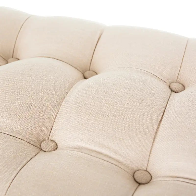 Rustic Semi-Circle Upholstered Bench with Wood Legs
