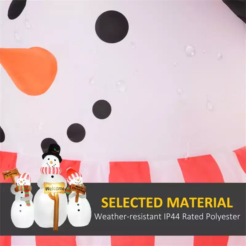 Christmas Snowman, Three inflatable Christmas snowmen each holding a sign