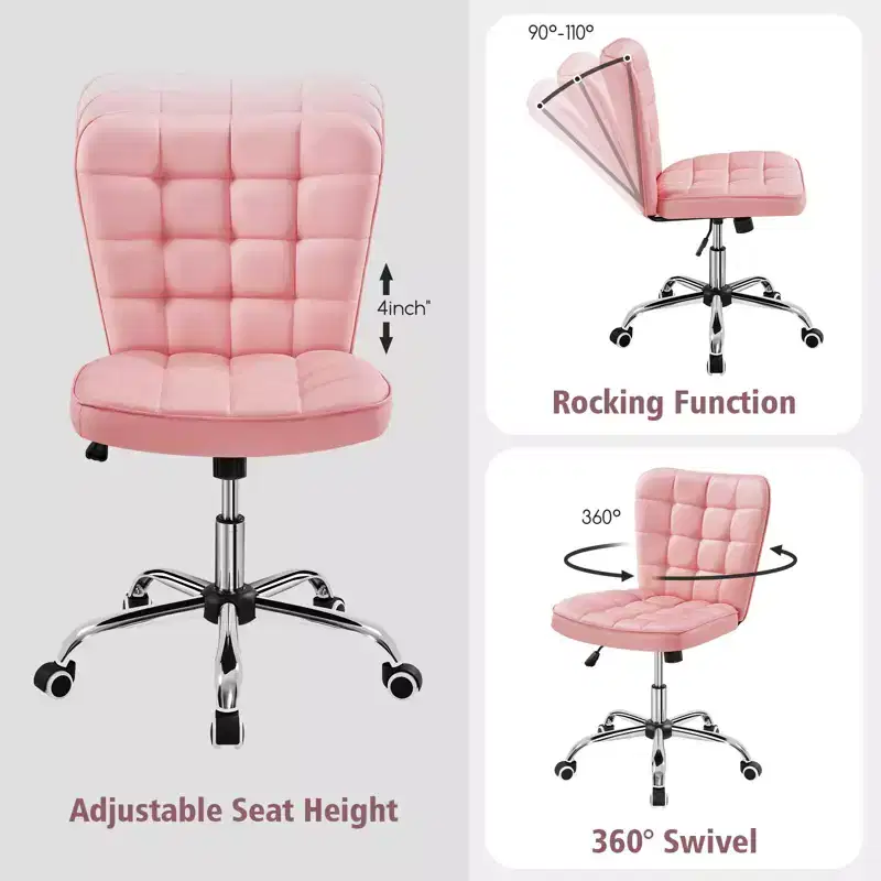 Yaheetech Modern Mid-back Office Chair Armless Desk Chair