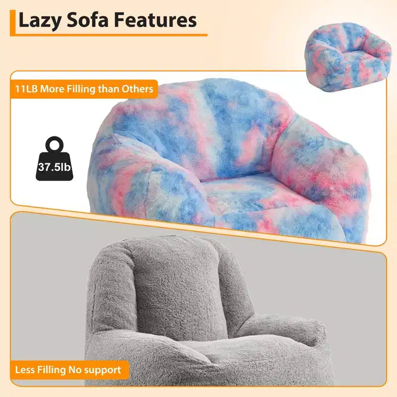 COZONY 39 Inch Kids Bean Bag Chair - Soft Fluffy Sofa with Sponge Filler, Backrest & Armrest, 37.5 Lbs Capacity Reading Chair