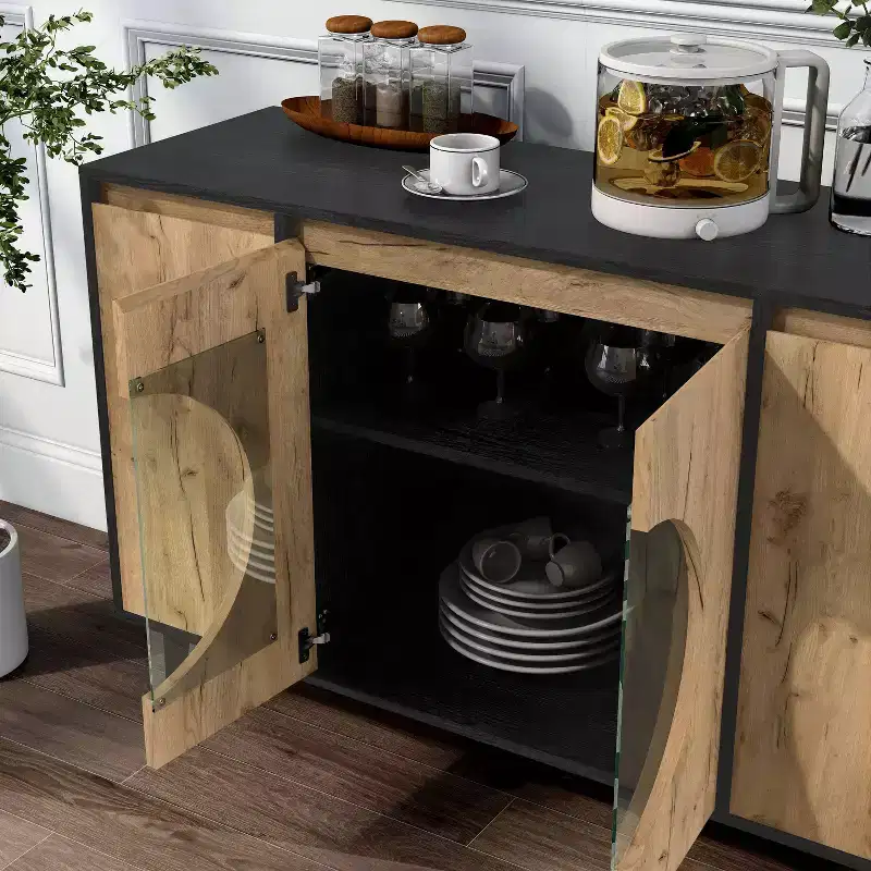 Andrew Mid-Century Modern Buffet Server Light Oak/Black - miBasics