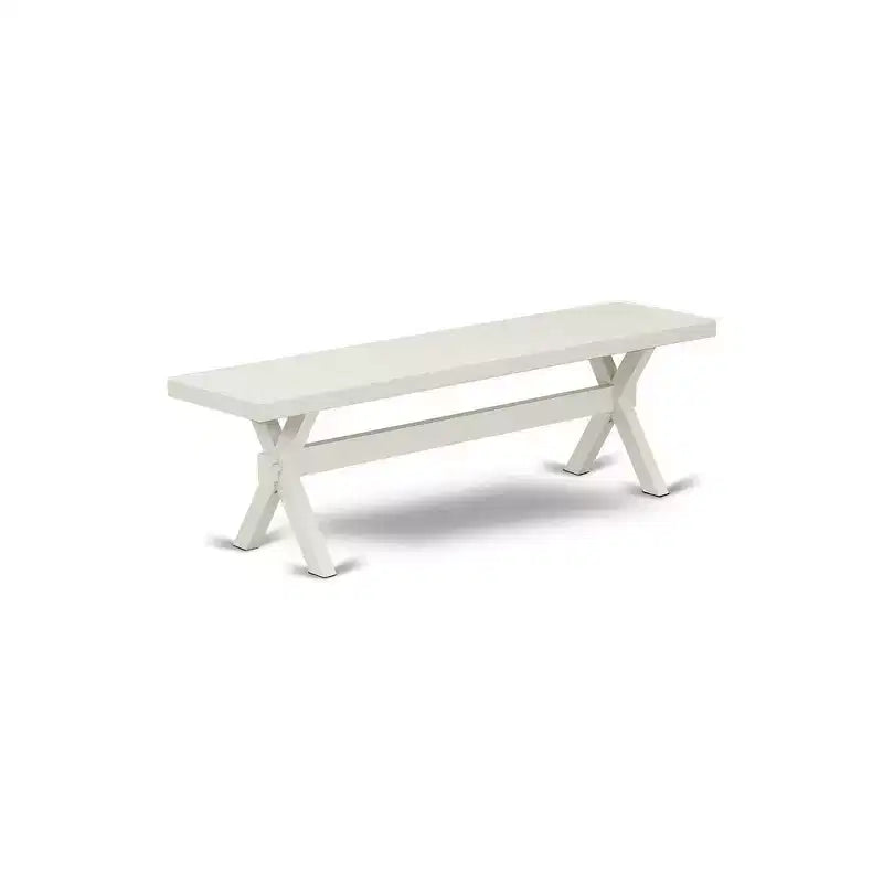 X-Style Modern Dining Room Bench with Wood Seat, 60 x 15 x 18, Pure White