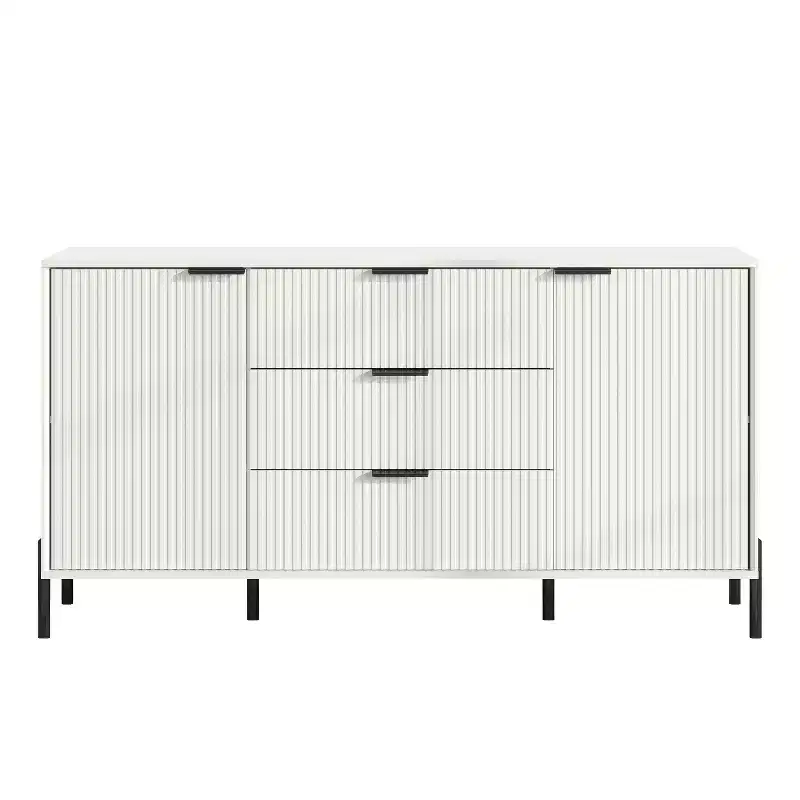 Festivo 4pc Modern Elegance Bedremm Chest and Dresser and 2 Drawer Nightstands Set Off-White