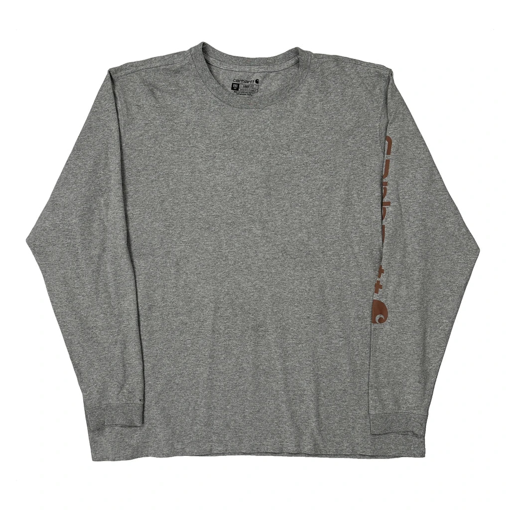 Loose Fit Long Sleeve T-Shirt - 2XL Grey Cotton