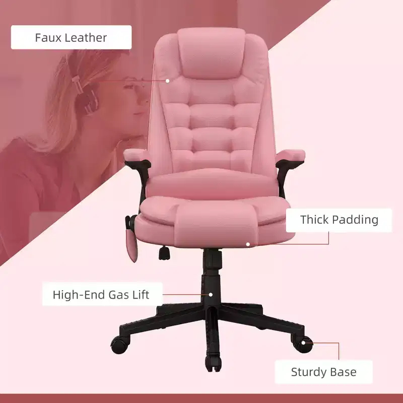 HOMCOM High-Back Massage Office Chair, Heated Reclining Computer Chair with Remote