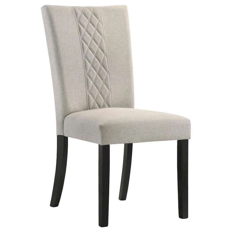 Beige and Black Upholstered Side Chairs