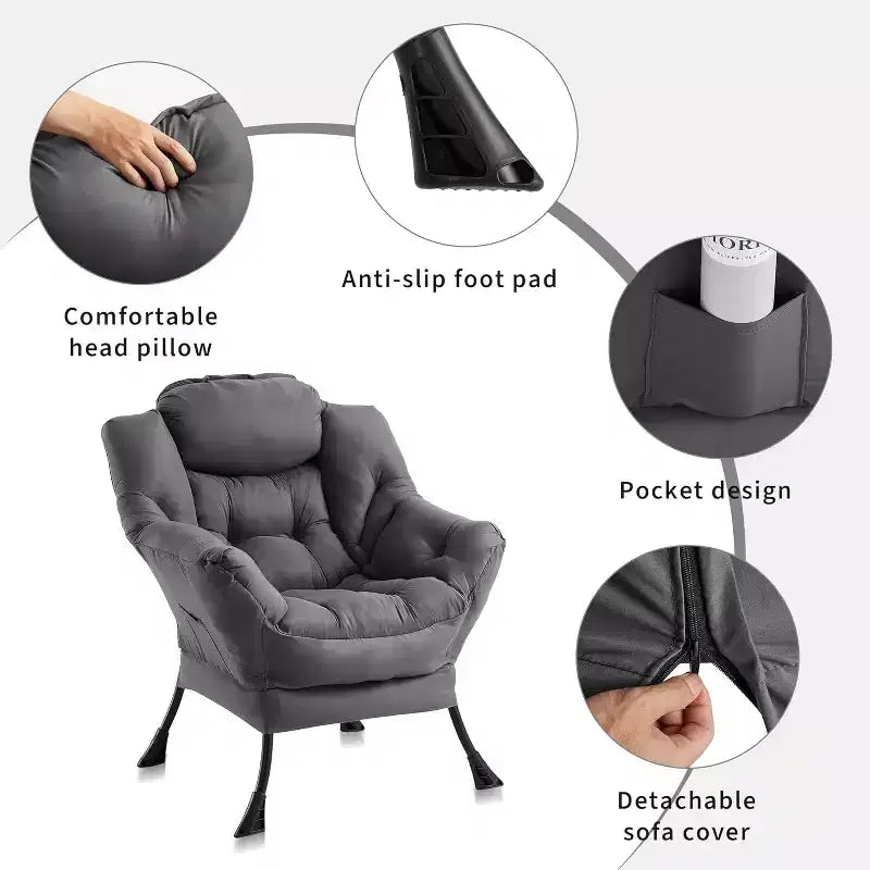 Modern Lounge Chair - Slim Profile Armchair for Small Spaces