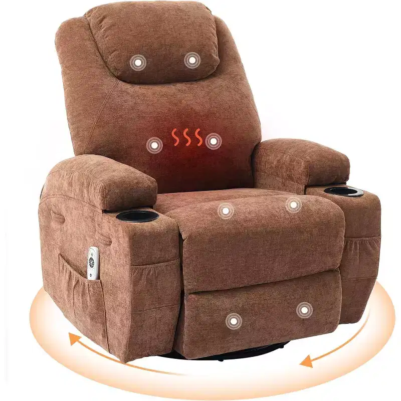 360 Swivel Rocker Recliner Chair with Massage and Heat Function