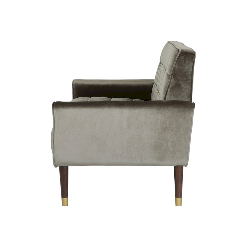 Mid-Century Modern Tufted Velvet Loveseat with Gold Tapered Legs