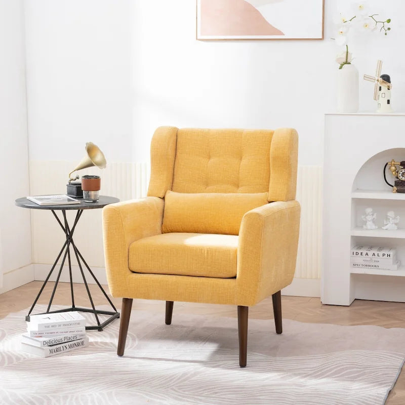 Mid-Century Modern Accent Chair with Waist Cushion