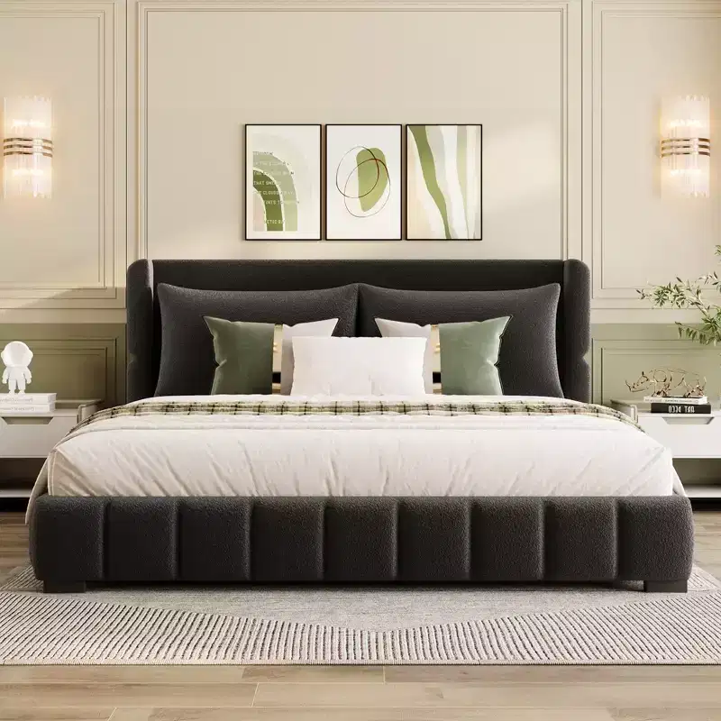 Gonzalez Upholstered Platform Bed with 2 Pillows