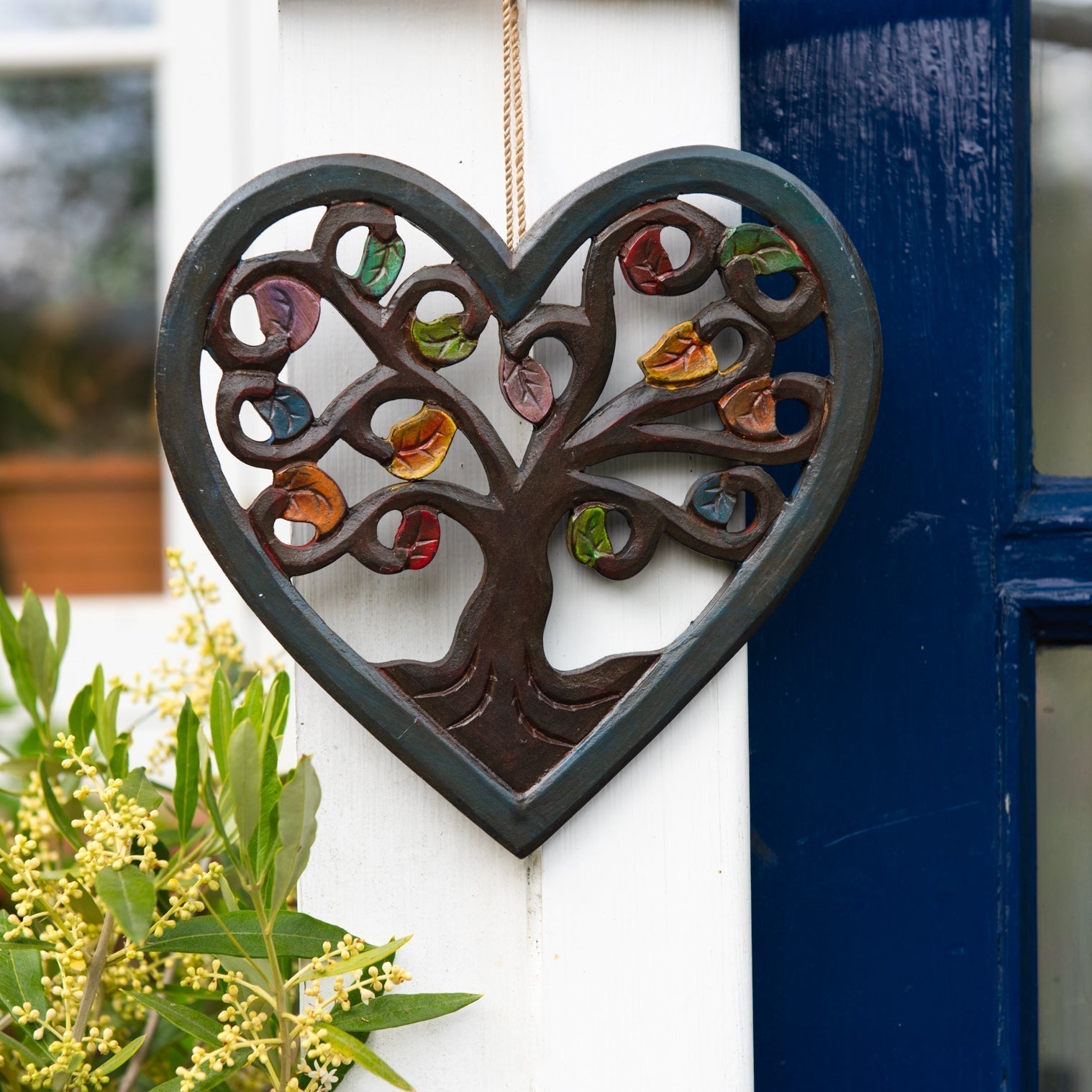 Tree of Life Heart Plaque with Autumn Leaves