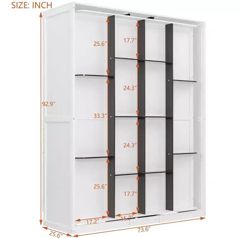 Queen Size Murphy Bed with Rotatable Storage Shelves