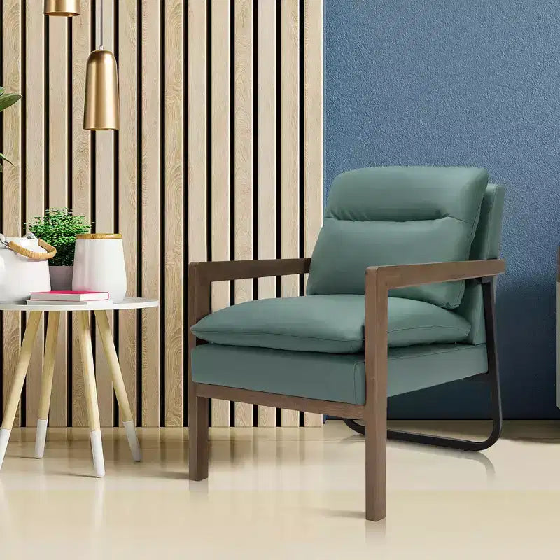 Modern Upholstered Accent Armchair with Rubber Wood Legs