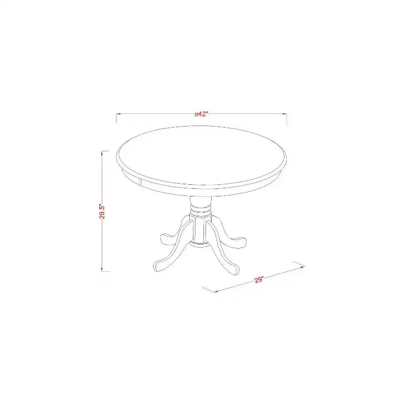 Round Dining Table Set - 42 Inch Table with 2 Modern Chairs - Linen White Finish