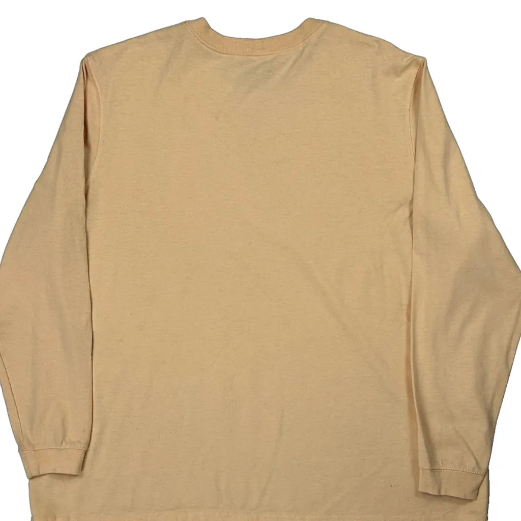 Women's Long Sleeve Crew Neck T-Shirt 2XL Beige Cotton Regular Fit