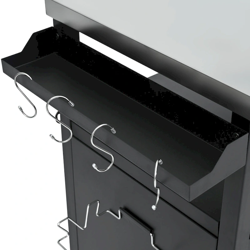 Outdoor Kitchen Island With Stainless Steel Tabletop,Metal Grill Cart Table With Storage Cabinet - N/A