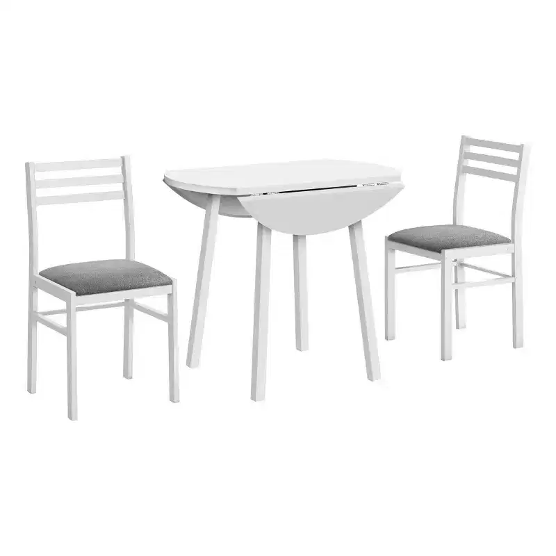 Homy Casa 3-Piece Drop-Leaf Dining Table Set with 2 Chairs  Space-Saving Kitchen Furniture