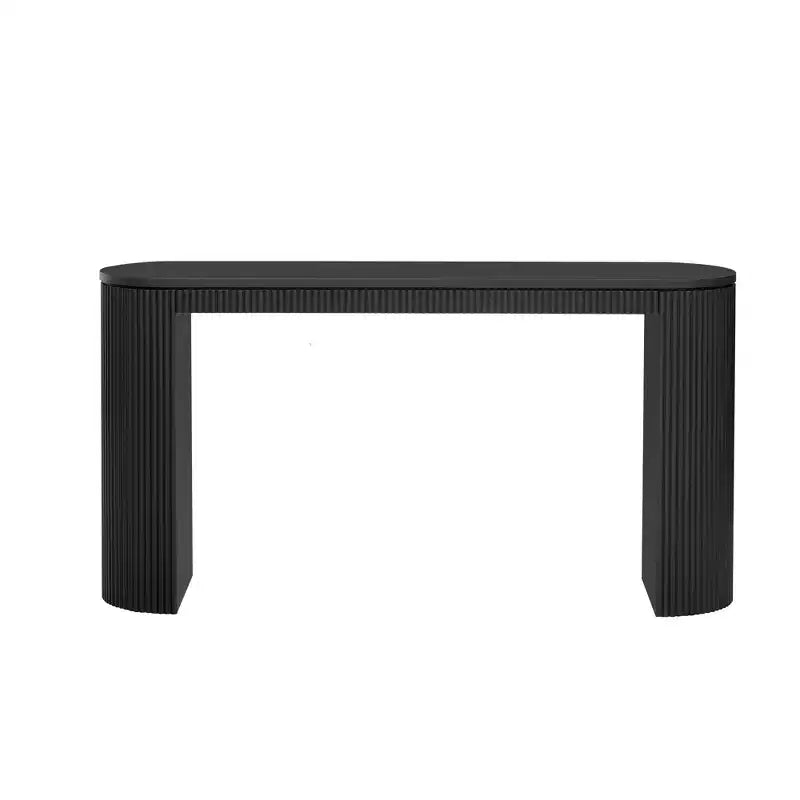 Modern Entryway Console Table with Curved Legs, Vertical Stripe Design, Narrow Table for Living Room