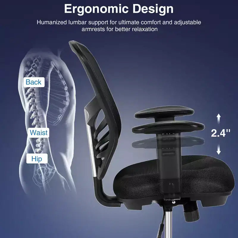 Mesh Drafting Chair with Adjustable Armrests & Foot-Ring