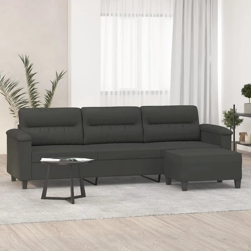 Modern Accent Upholstered Chair with Footstool Microfiber Fabric