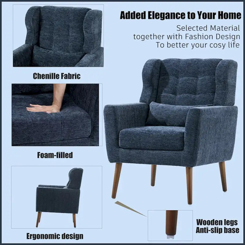 Mid-Century Modern Accent Chair with Waist Cushion